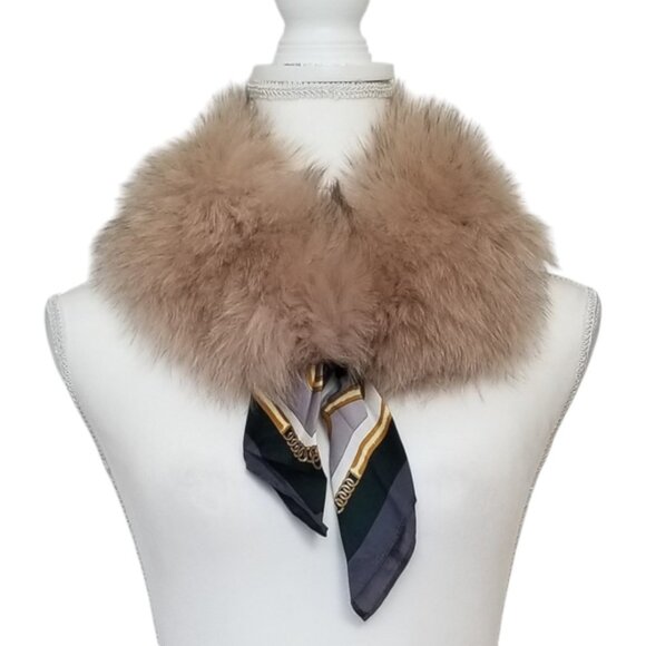 Pink Beige Fox Fur Collar With Scarf - Picture 1 of 6